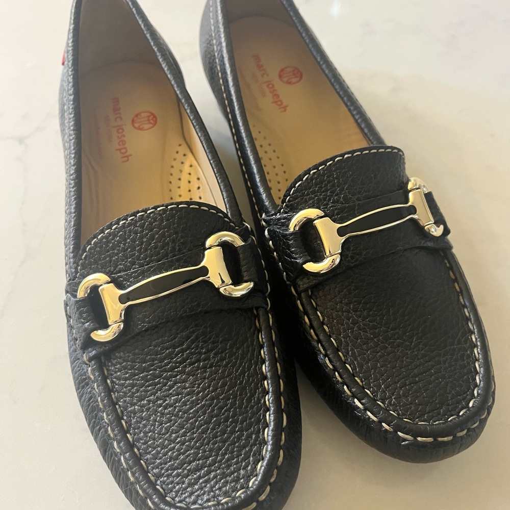Marc Joseph Black Leather Loafers for Women Sz 9